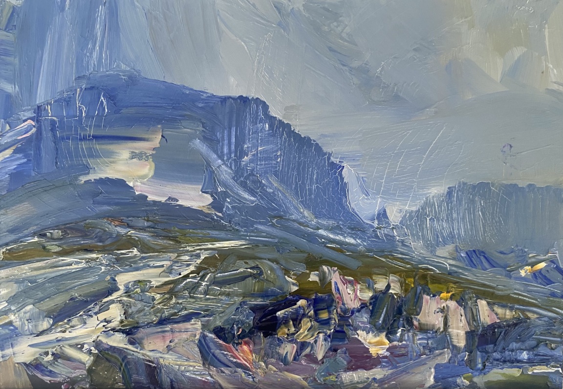 Oil painting titled Monolith